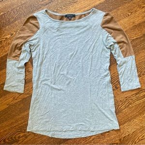 DREW Gray Combo Faux Suede 3/4-Sleeve Top Sz XS